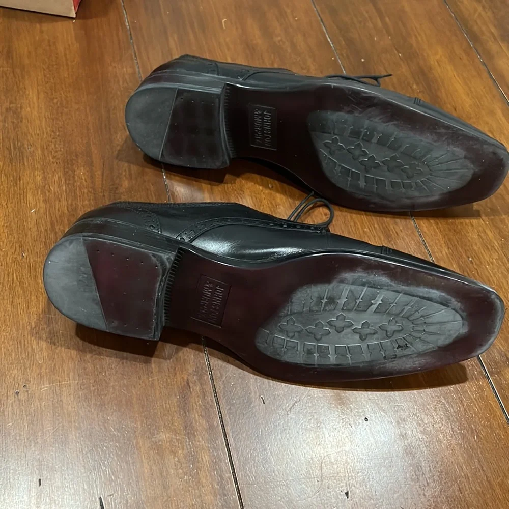 Johnston & Murphy LEATHER OXFORDS Men's 10 M Black Cap Toe Dress Shoes 59-11815 - Picture 4 of 4